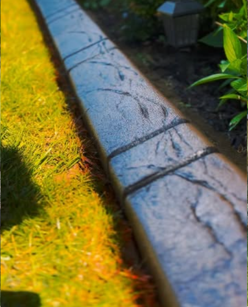Close-up of stamped decorative curbing